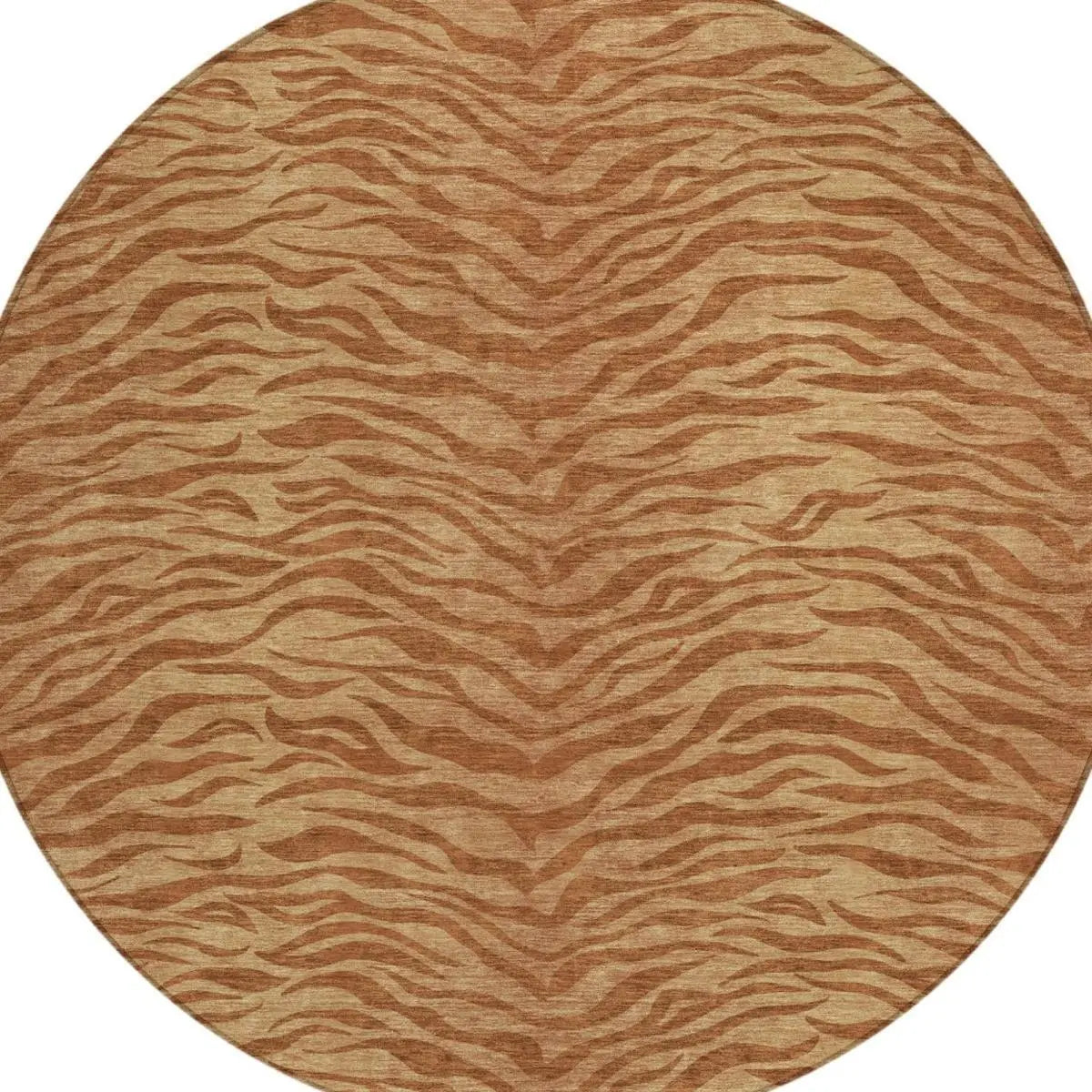 8' Orange And Copper Round Animal Print Washable Indoor Outdoor Area Rug Homeroots Outdoor