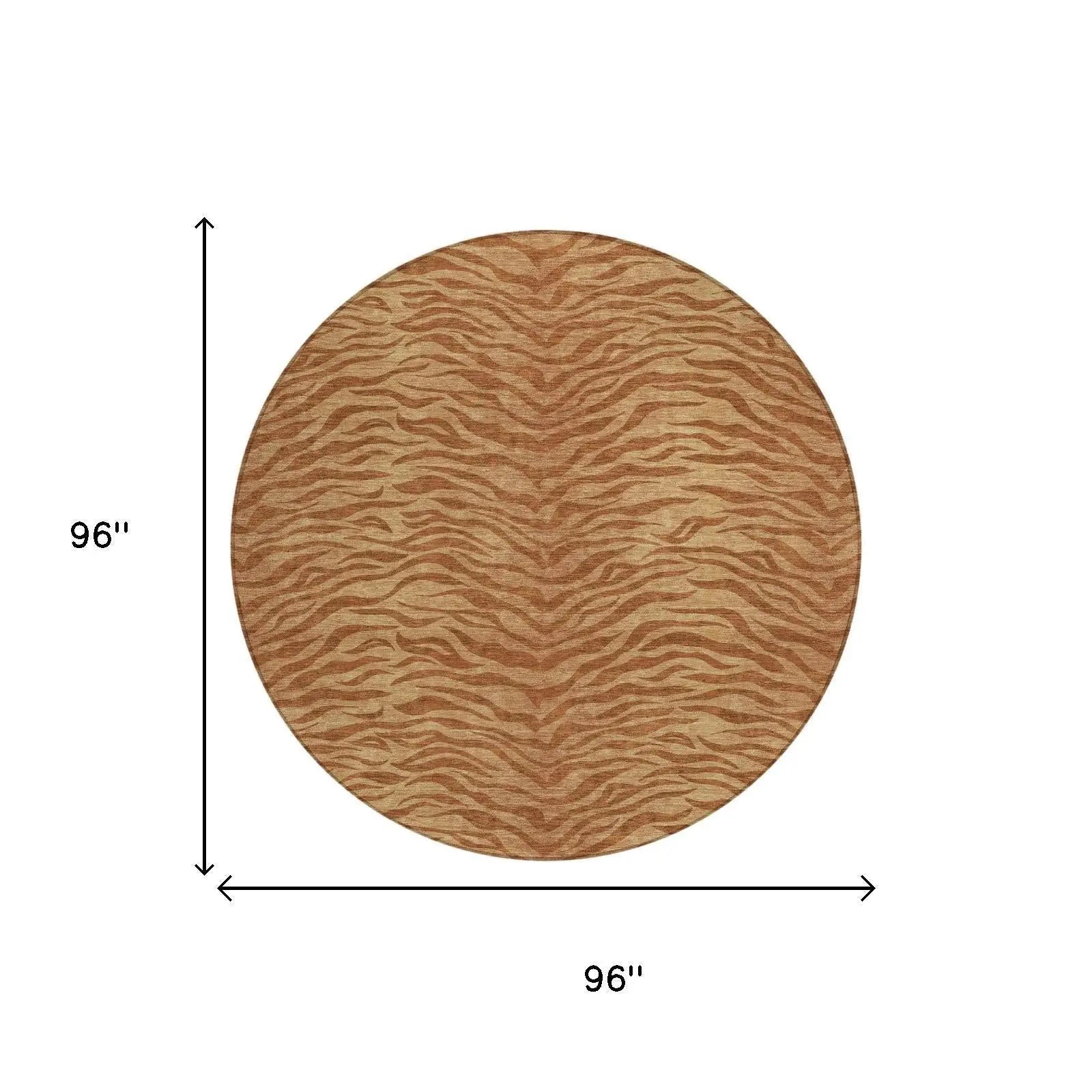 8' Orange And Copper Round Animal Print Washable Indoor Outdoor Area Rug Homeroots Outdoor