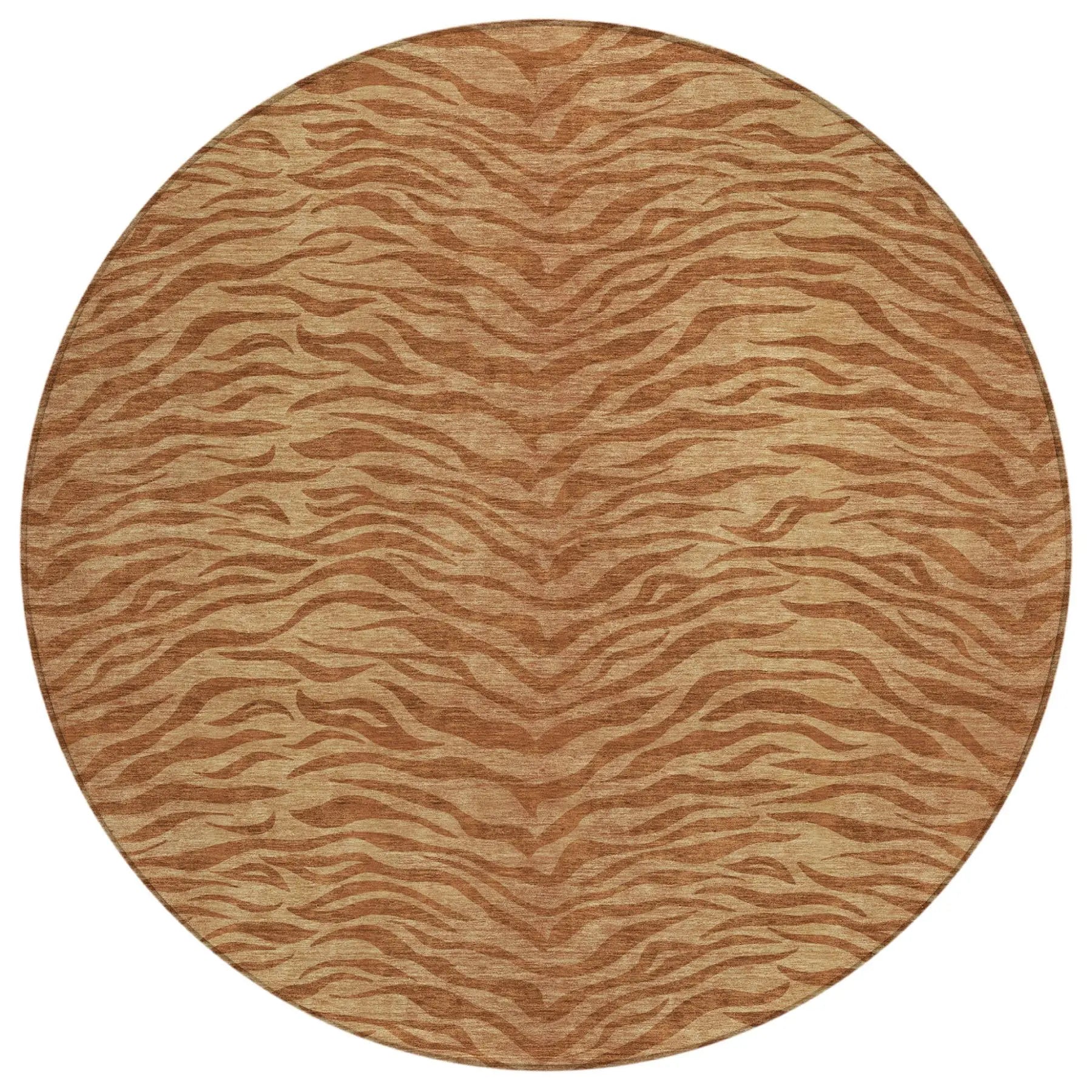 8' Orange And Copper Round Animal Print Washable Indoor Outdoor Area Rug Homeroots Outdoor