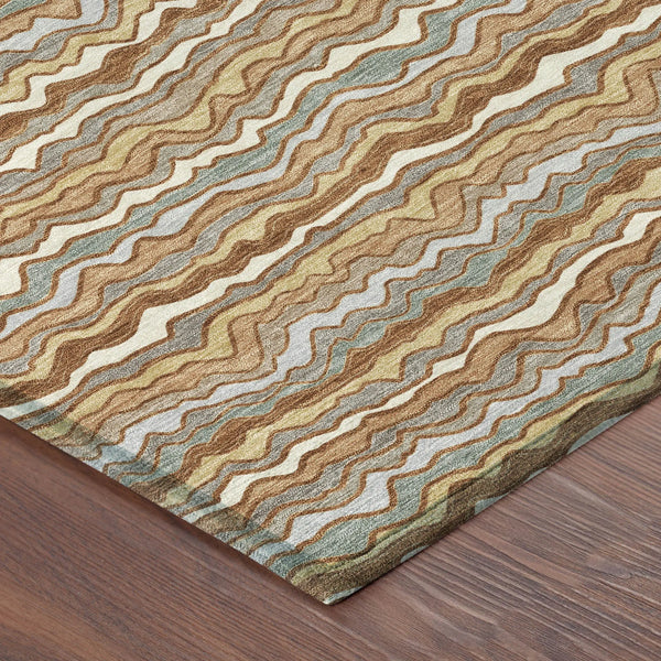 8' Orange And Copper Round Striped Washable Indoor Outdoor Area Rug Homeroots Outdoor