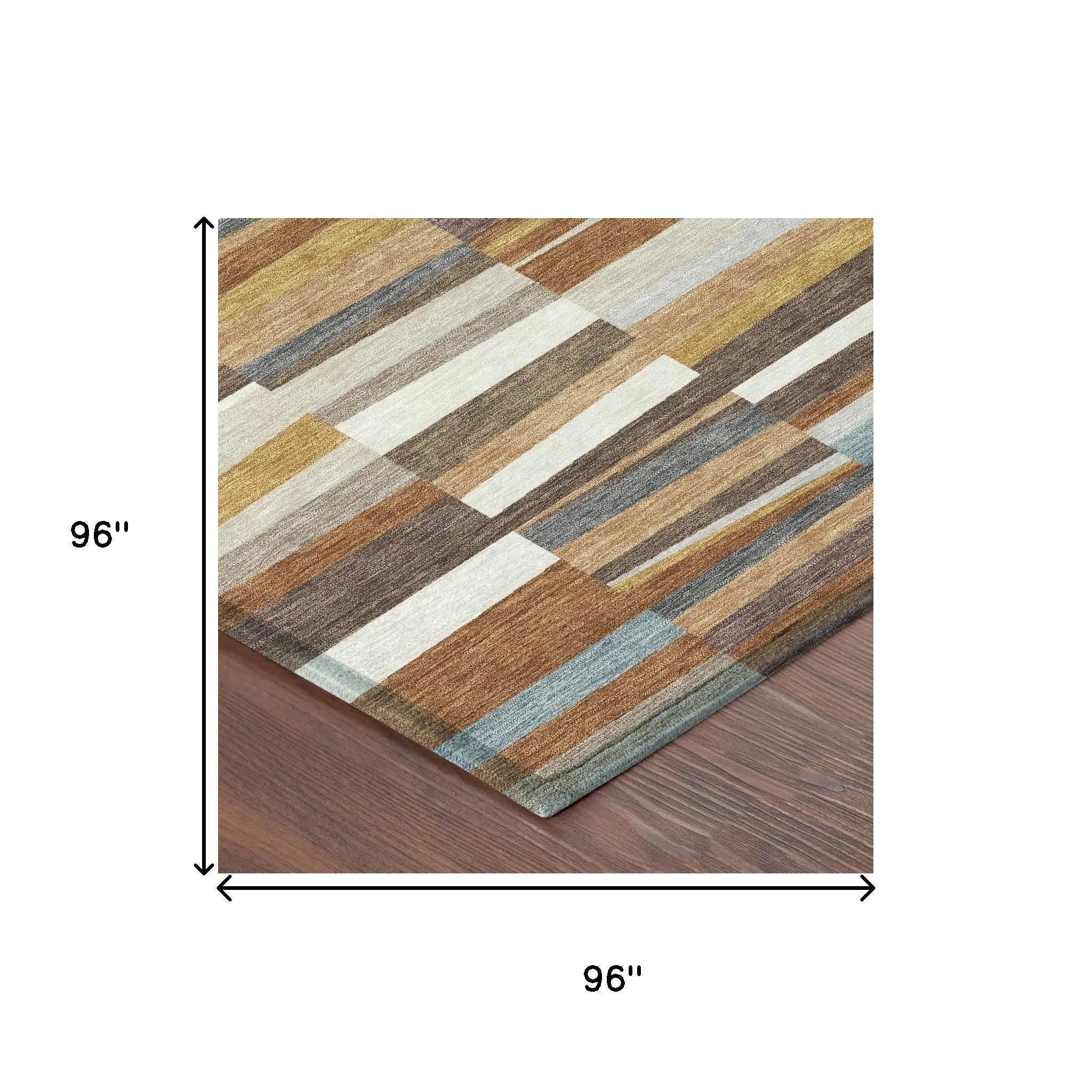 8' Orange And Copper Round Striped Washable Indoor Outdoor Area Rug Homeroots Outdoor