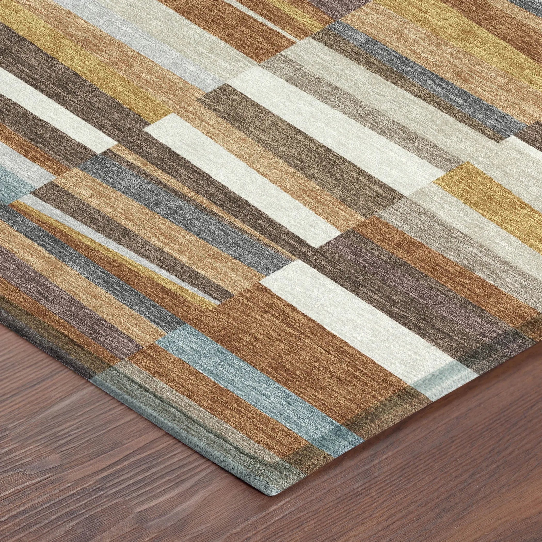 8' Orange And Copper Round Striped Washable Indoor Outdoor Area Rug Homeroots Outdoor