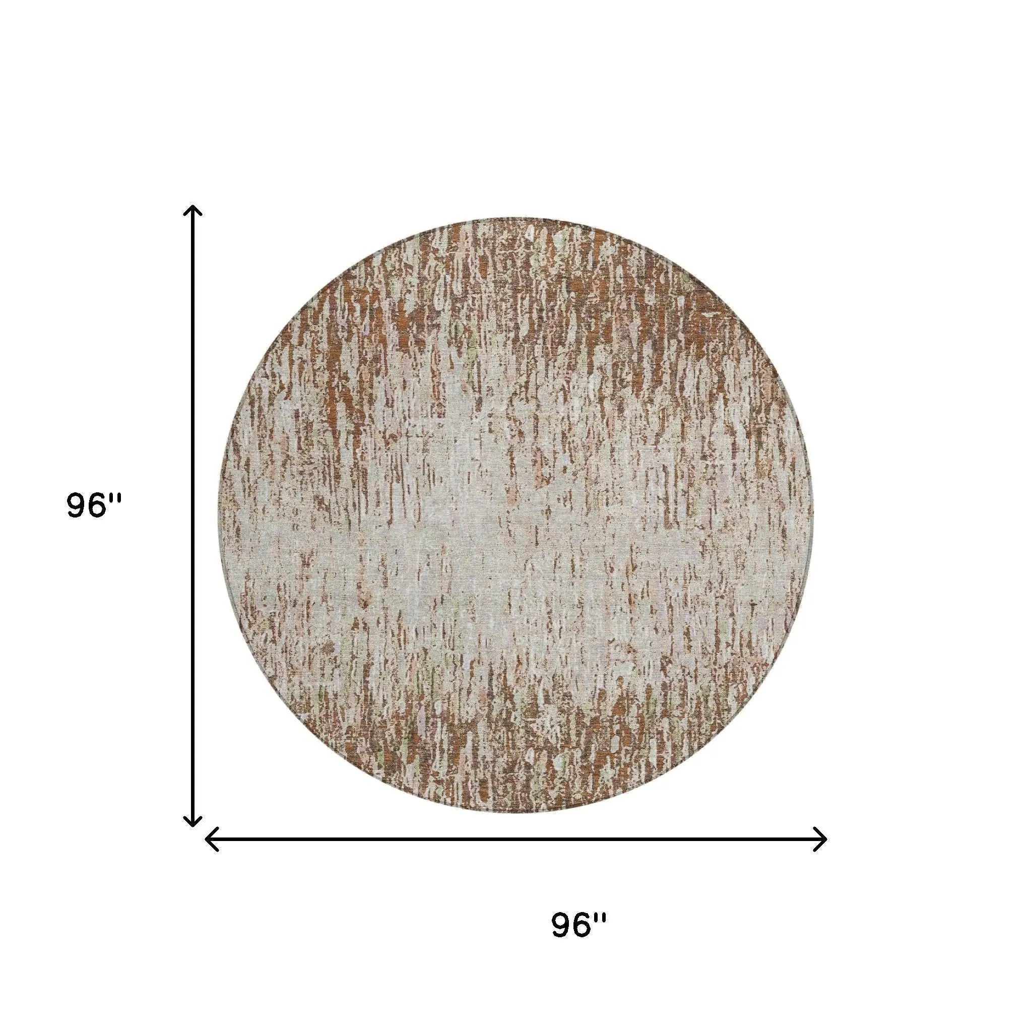 8' Orange And Copper Round Striped Washable Indoor Outdoor Area Rug Homeroots Outdoor