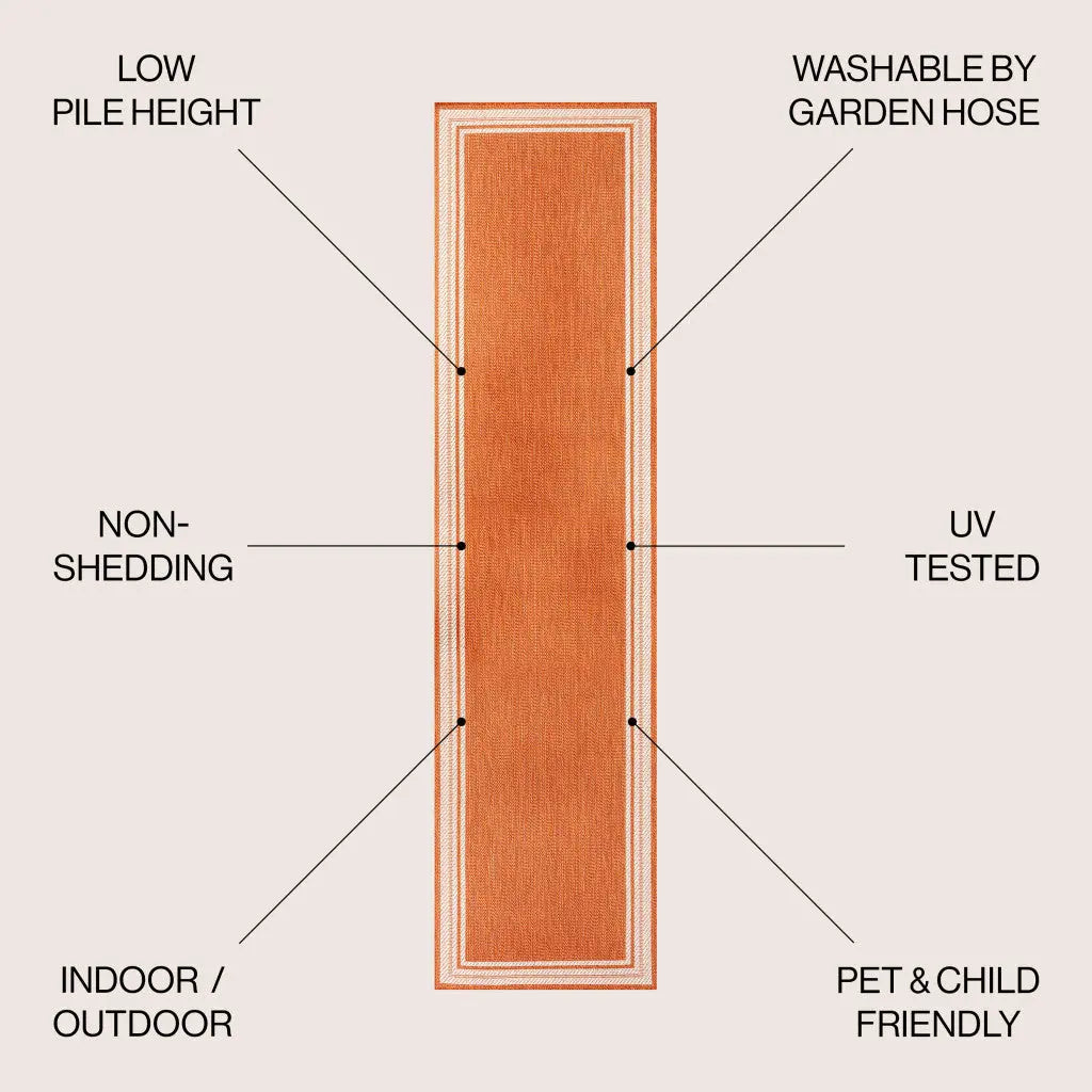 8' Orange And Cream Indoor Outdoor Runner Rug Homeroots Outdoor
