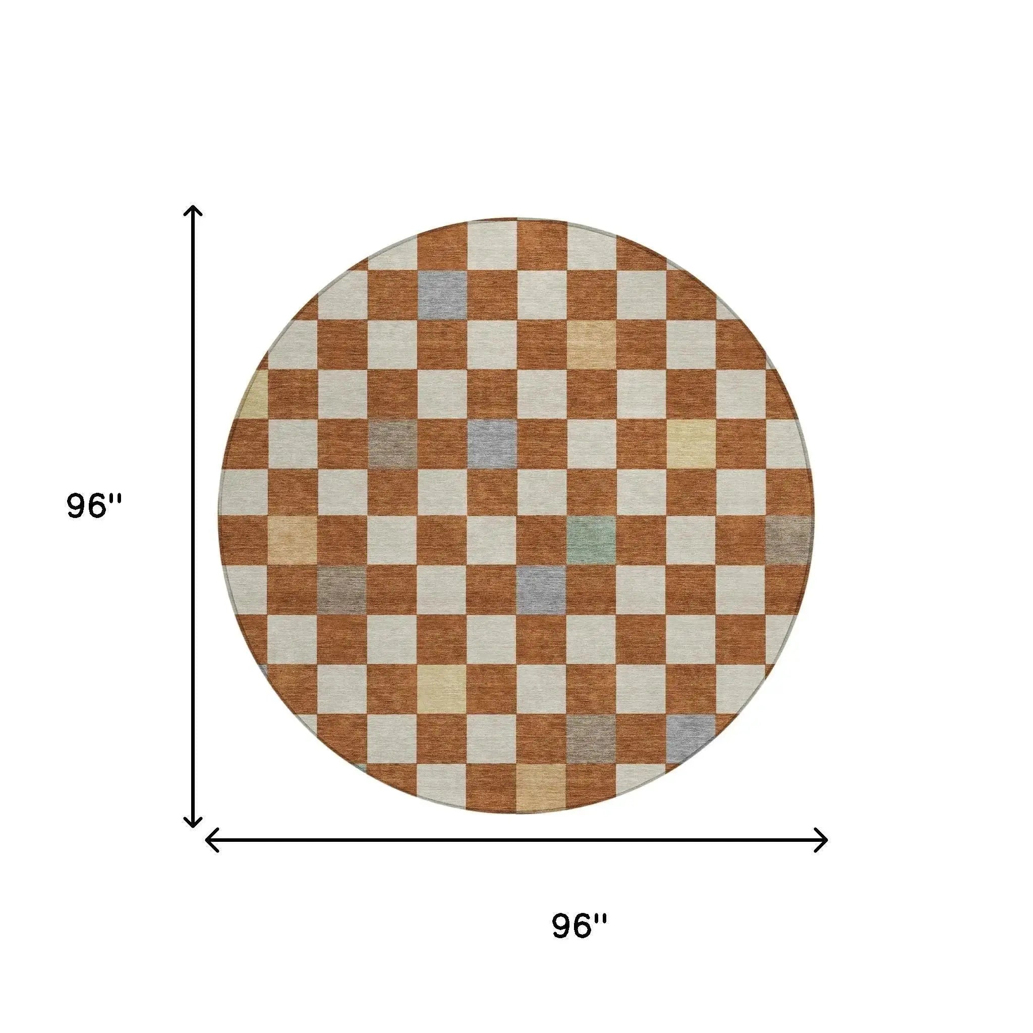 8' Orange And Gold Round Geometric Washable Indoor Outdoor Area Rug Homeroots Outdoor