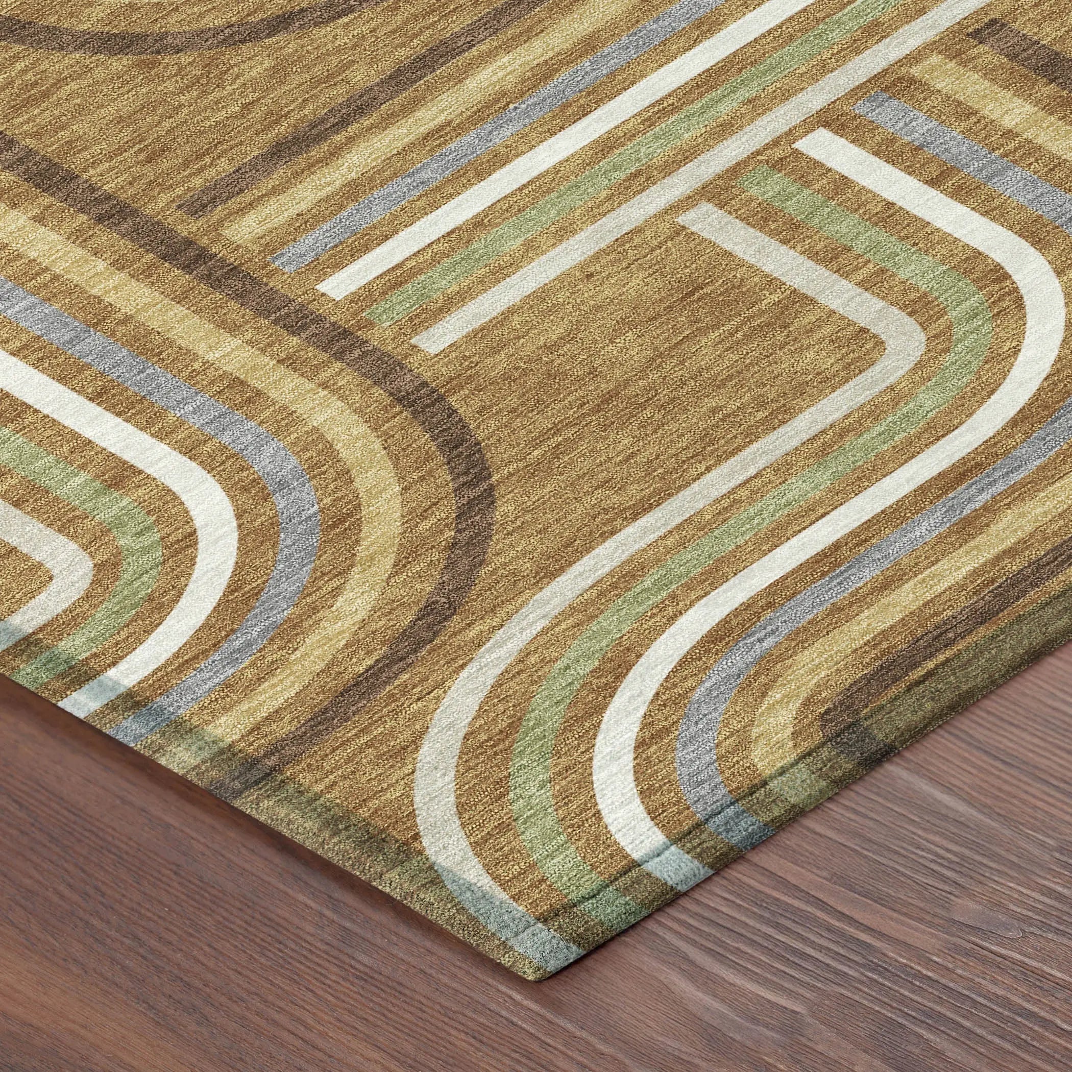 8' Orange And Gold Round Geometric Washable Indoor Outdoor Area Rug Homeroots Outdoor