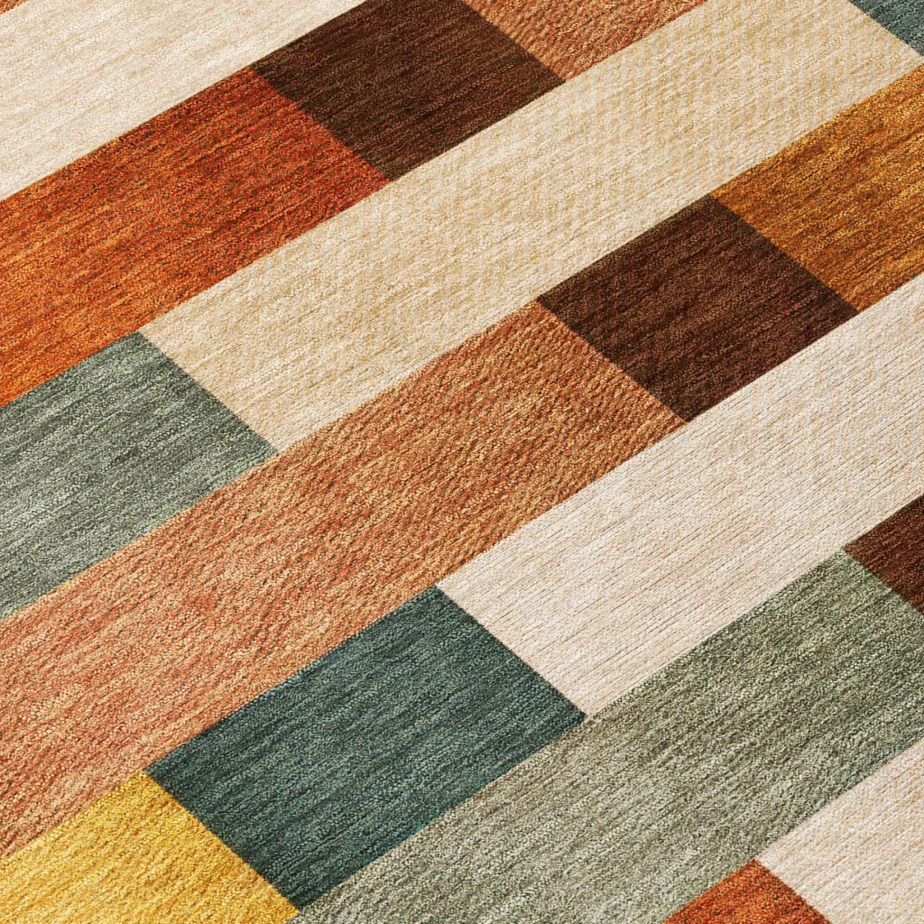 8' Orange And Gold Round Striped Washable Indoor Outdoor Area Rug Homeroots Outdoor
