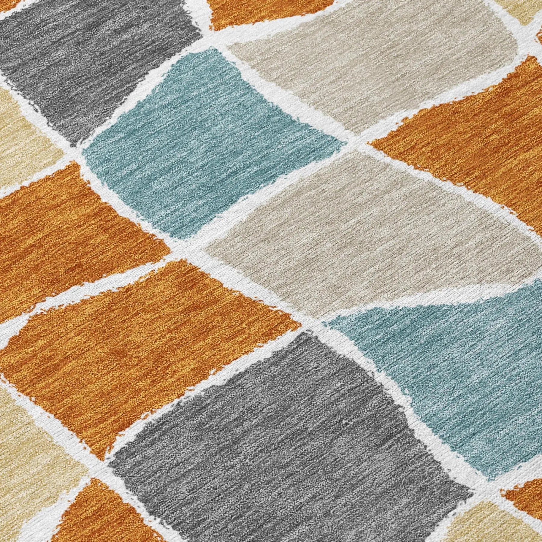 8' Orange And Graphite Round Geometric Washable Indoor Outdoor Area Rug Homeroots Outdoor