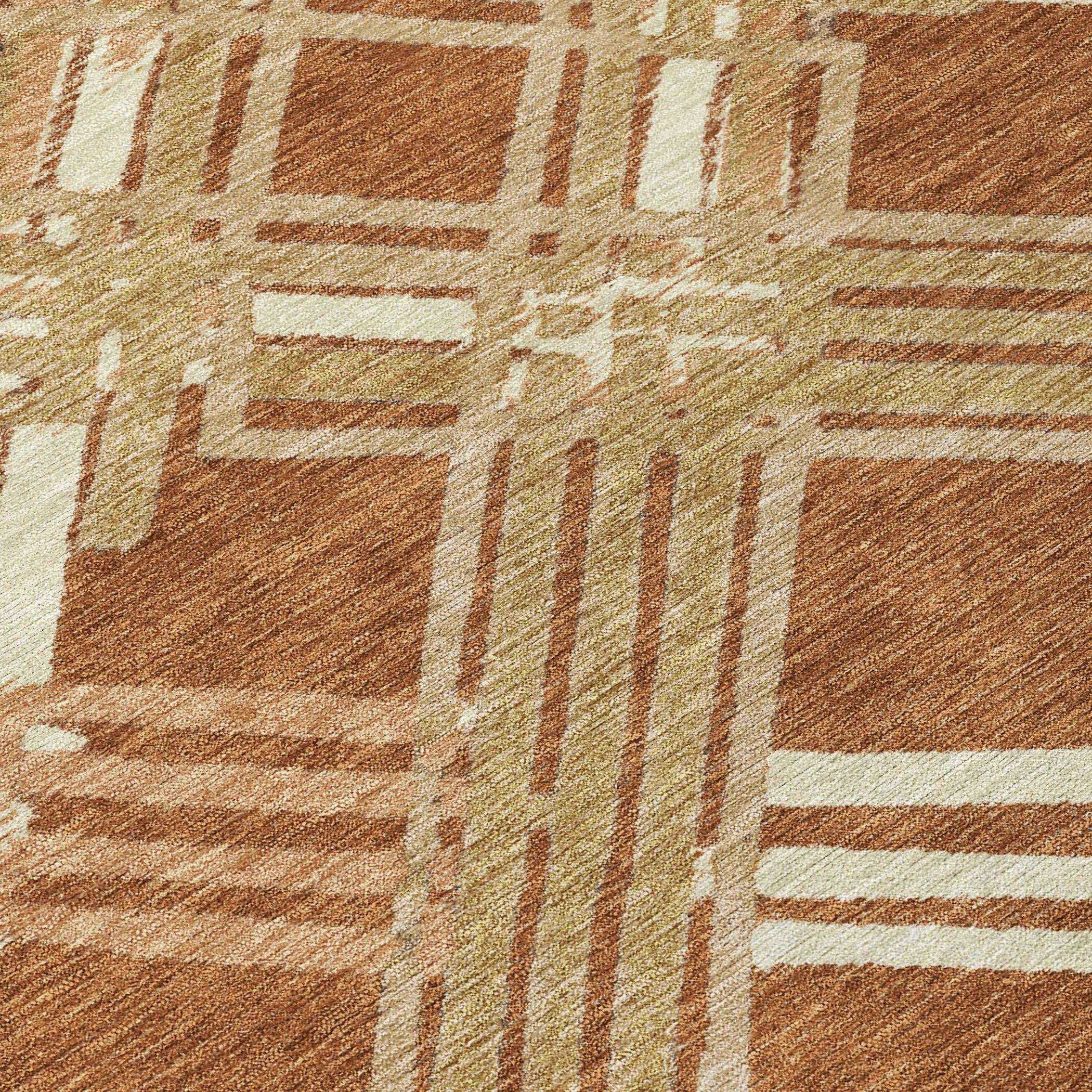8' Orange And Ivory Round Geometric Washable Indoor Outdoor Area Rug Homeroots Outdoor
