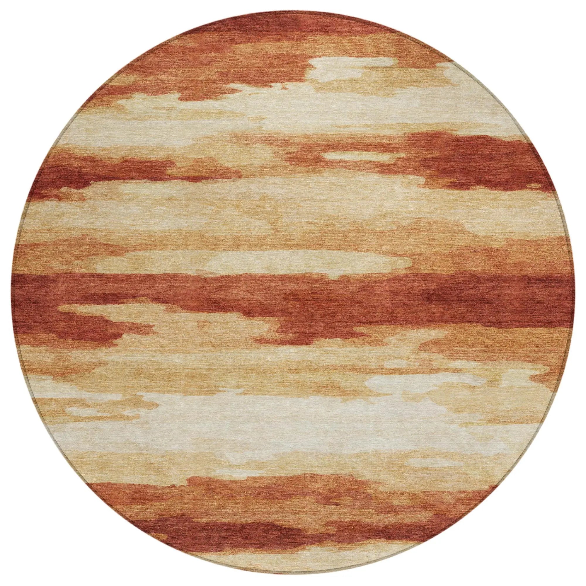 8' Orange And Red Round Abstract Washable Indoor Outdoor Area Rug Homeroots Outdoor