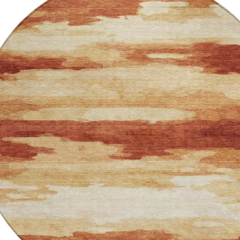 8' Orange And Red Round Abstract Washable Indoor Outdoor Area Rug Homeroots Outdoor