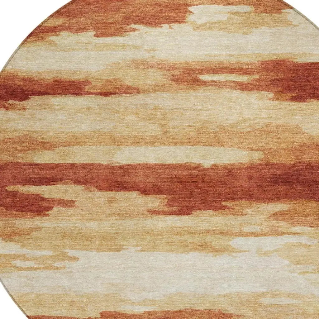 8' Orange And Red Round Abstract Washable Indoor Outdoor Area Rug Homeroots Outdoor