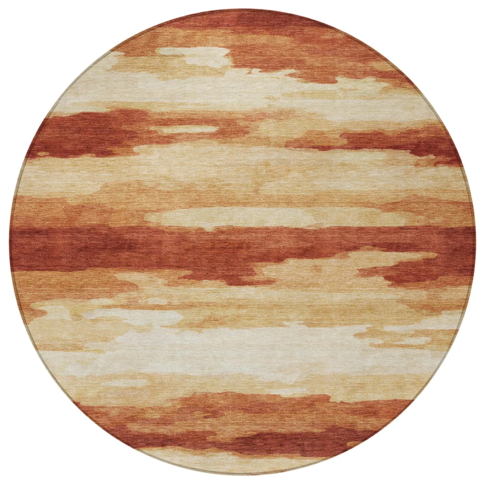 8' Orange And Red Round Abstract Washable Indoor Outdoor Area Rug Homeroots Outdoor