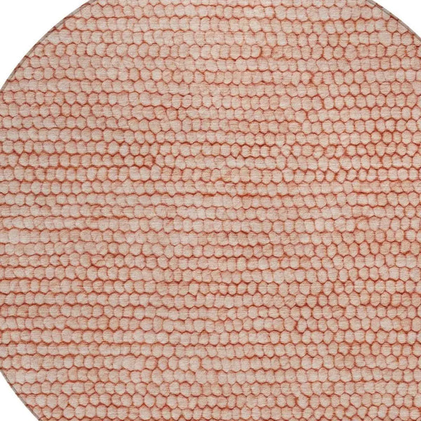 8' Orange And Salmon Round Striped Washable Indoor Outdoor Area Rug Homeroots Outdoor