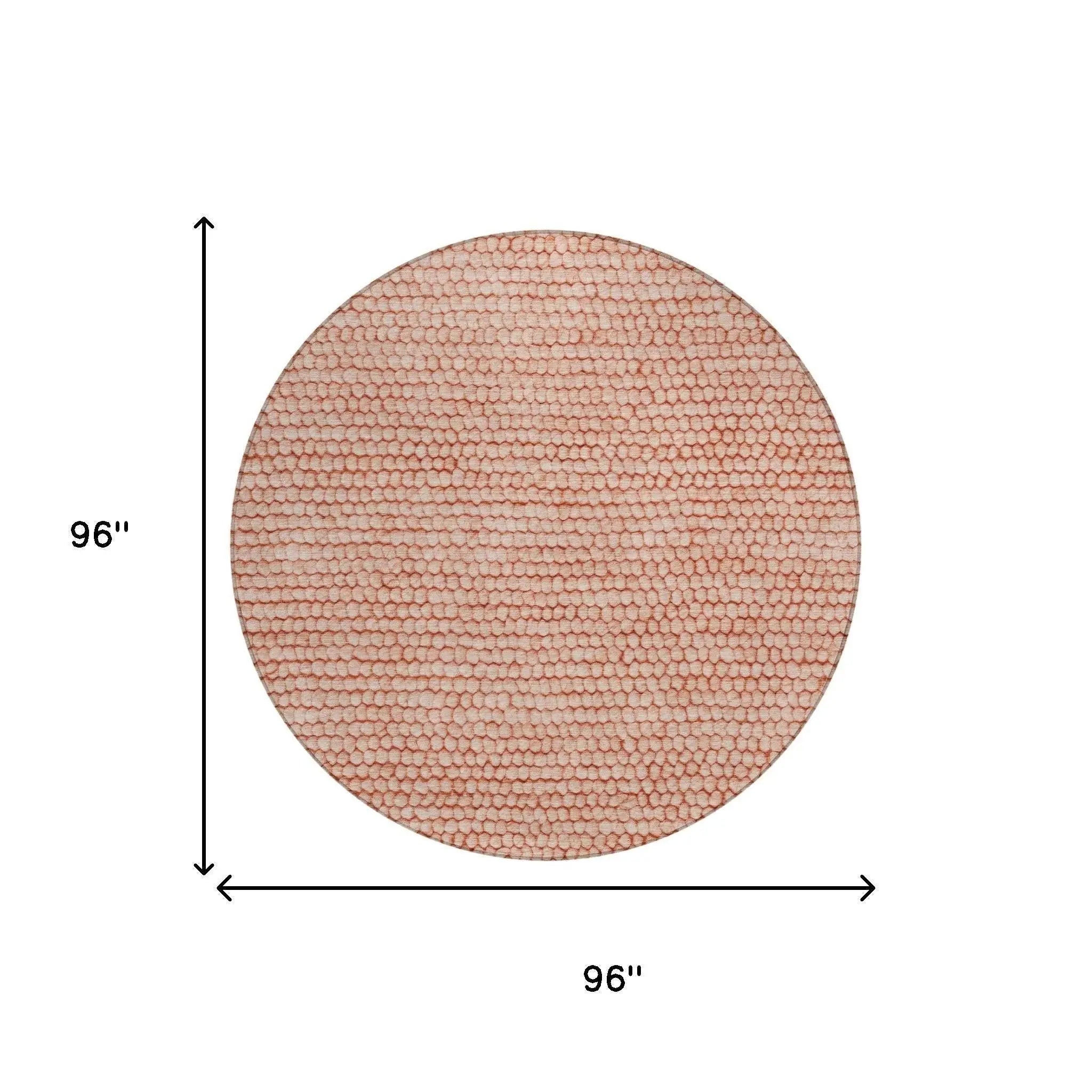 8' Orange And Salmon Round Striped Washable Indoor Outdoor Area Rug Homeroots Outdoor