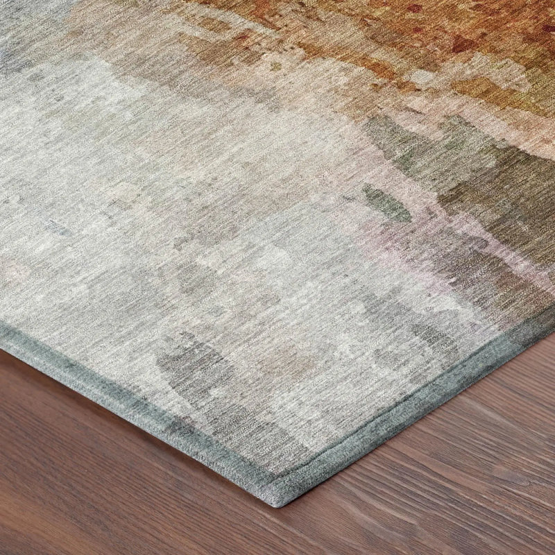 8' Orange And Silver Round Abstract Washable Indoor Outdoor Area Rug Homeroots Outdoor