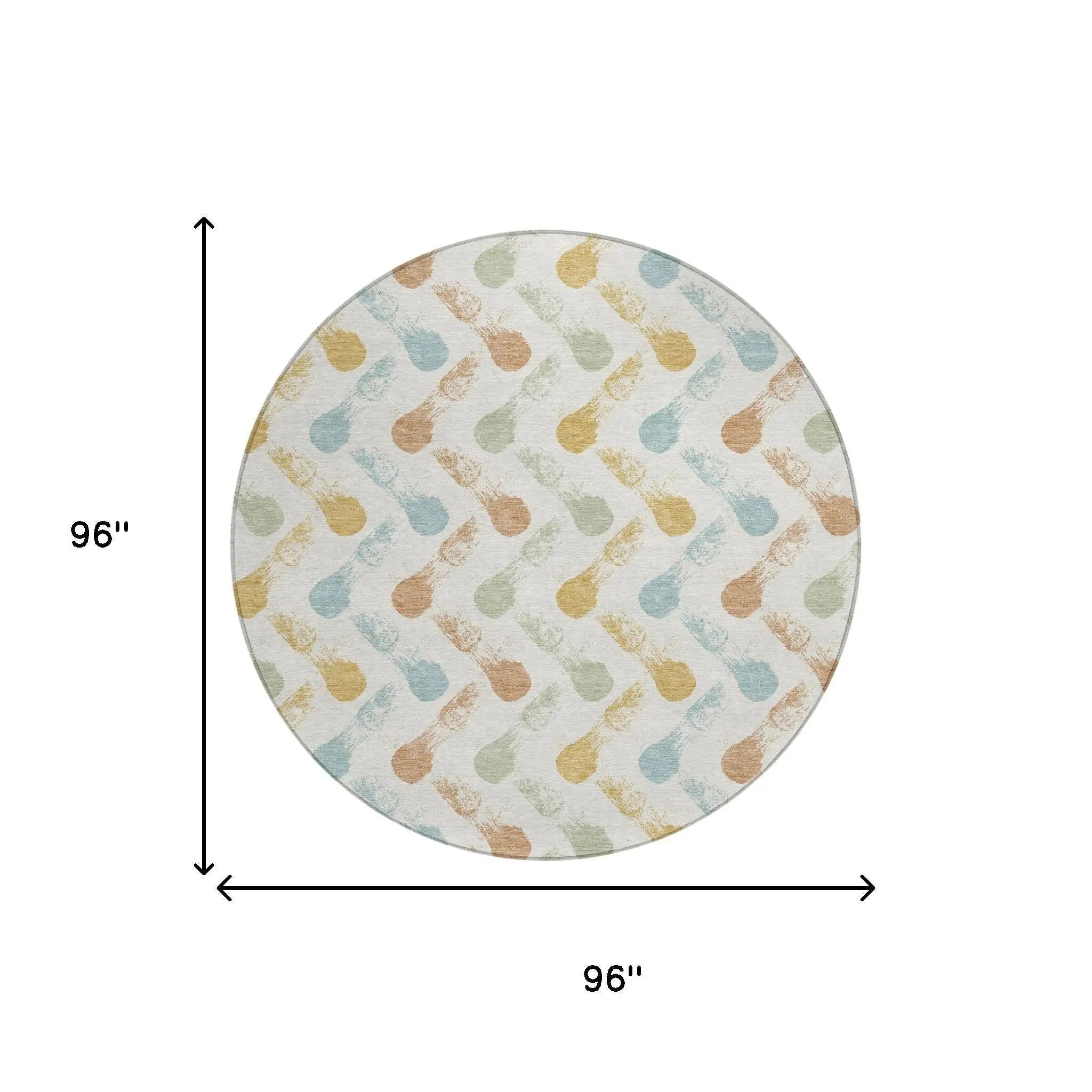 8' Pearl And Ivory Round Geometric Washable Indoor Outdoor Area Rug Homeroots Outdoor