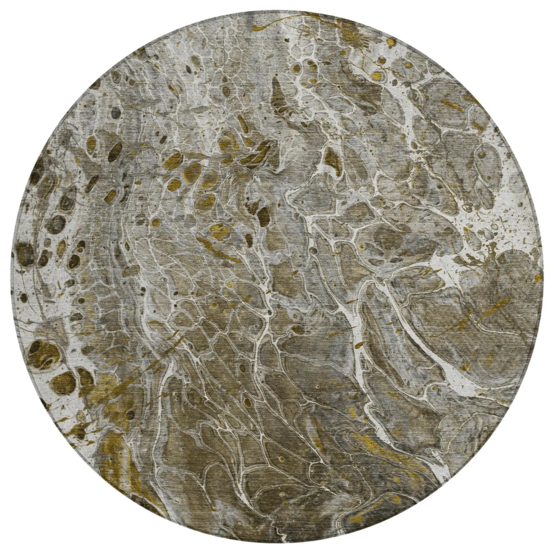 8' Pewter And Gray Round Abstract Washable Indoor Outdoor Area Rug Homeroots Outdoor