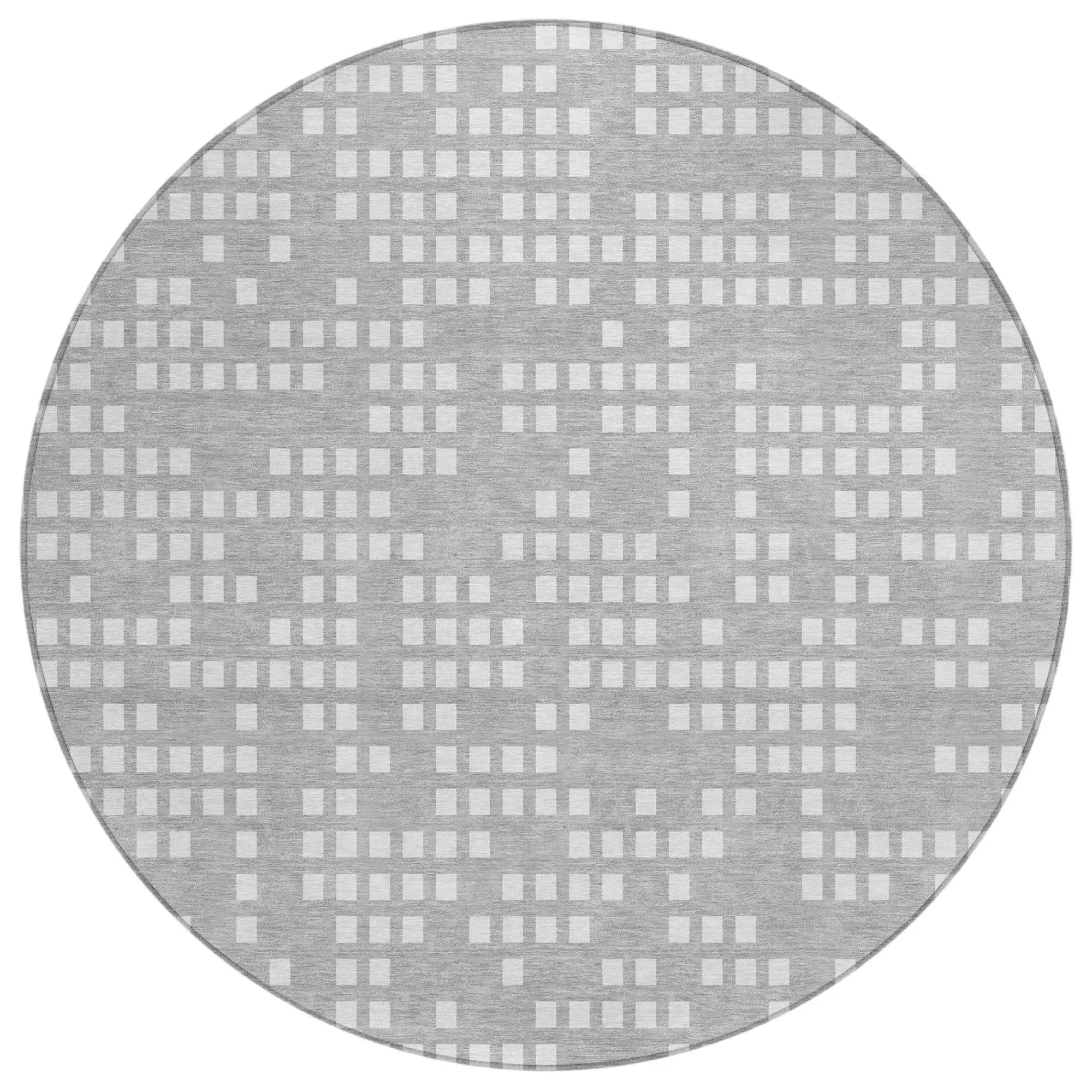 8' Pewter And Gray Round Abstract Washable Indoor Outdoor Area Rug Homeroots Outdoor