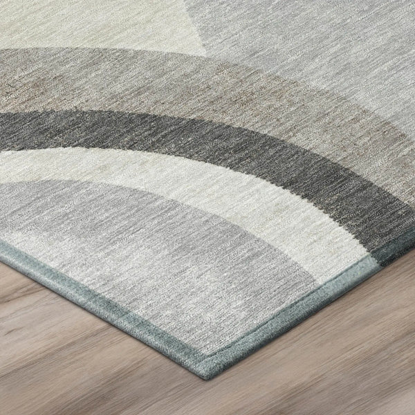 8' Pewter And Gray Round Abstract Washable Indoor Outdoor Area Rug Homeroots Outdoor
