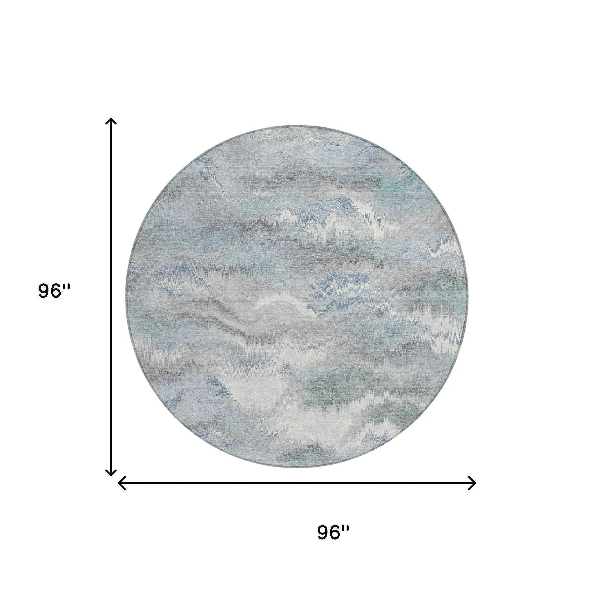 8' Pewter And Gray Round Abstract Washable Indoor Outdoor Area Rug Homeroots Outdoor