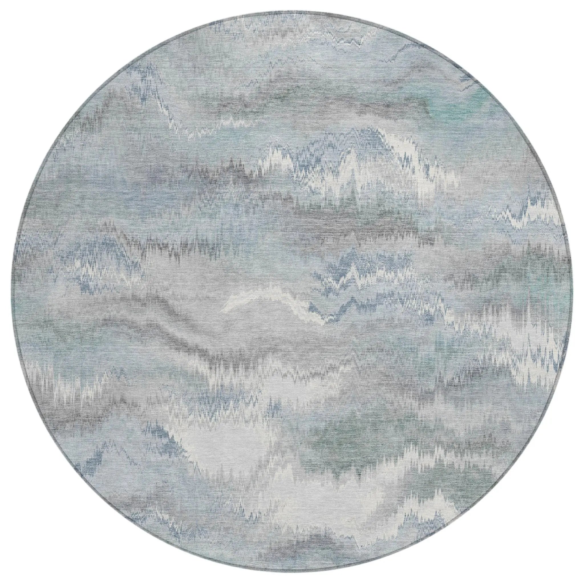 8' Pewter And Gray Round Abstract Washable Indoor Outdoor Area Rug Homeroots Outdoor