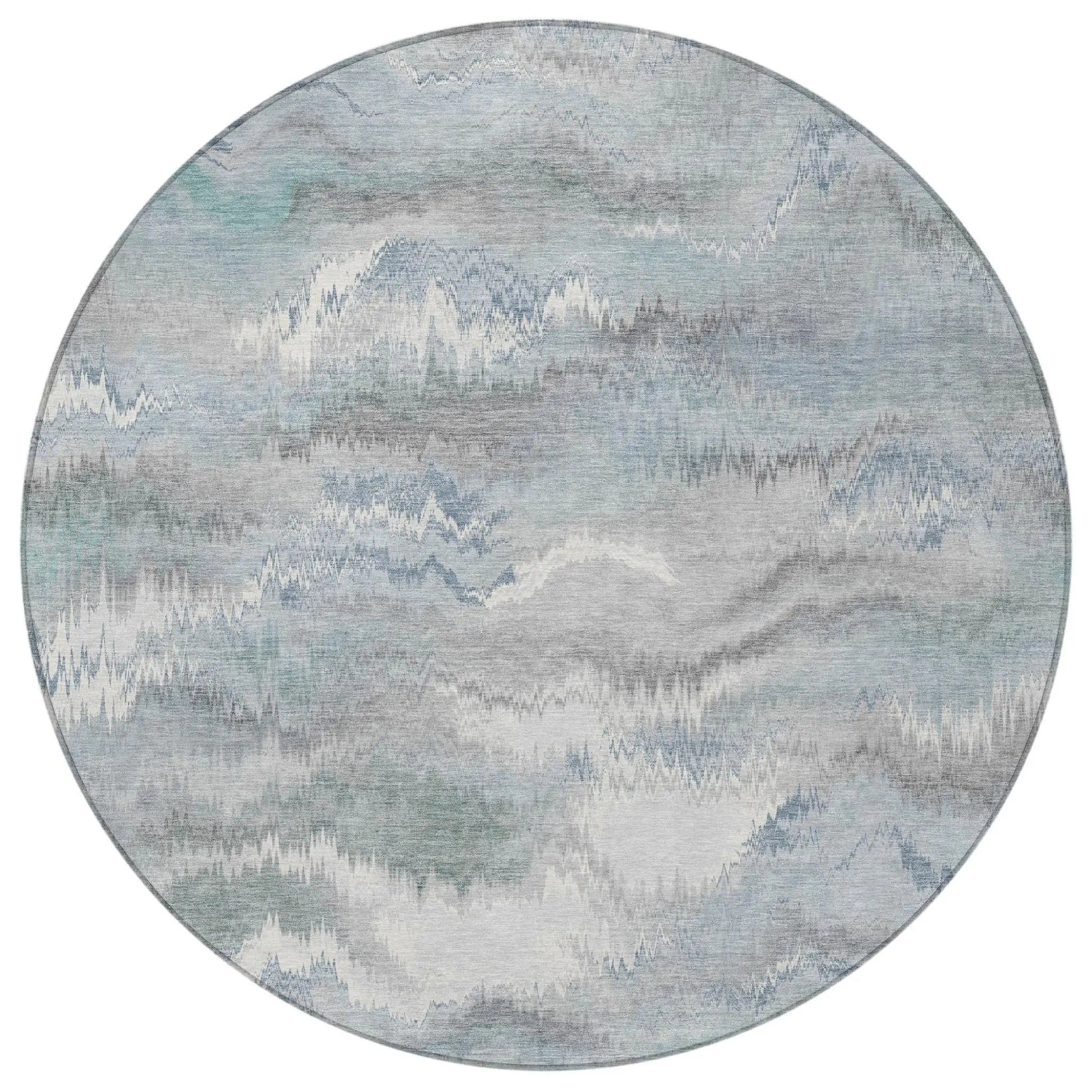 8' Pewter And Gray Round Abstract Washable Indoor Outdoor Area Rug Homeroots Outdoor