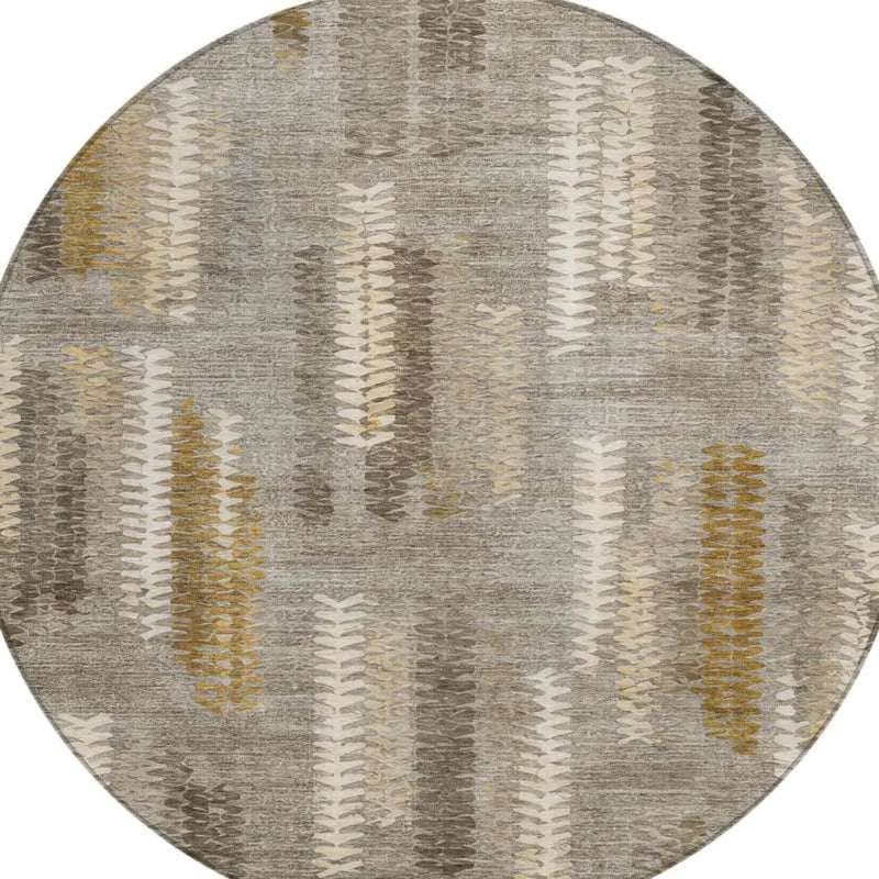 8' Pewter And Gray Round Abstract Washable Indoor Outdoor Area Rug Homeroots Outdoor