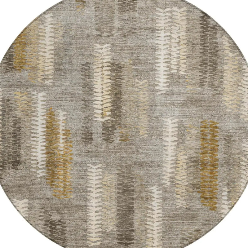 8' Pewter And Gray Round Abstract Washable Indoor Outdoor Area Rug Homeroots Outdoor