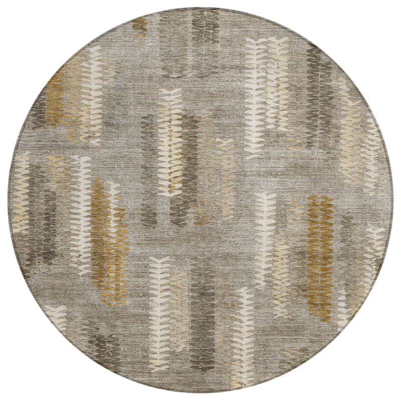 8' Pewter And Gray Round Abstract Washable Indoor Outdoor Area Rug Homeroots Outdoor