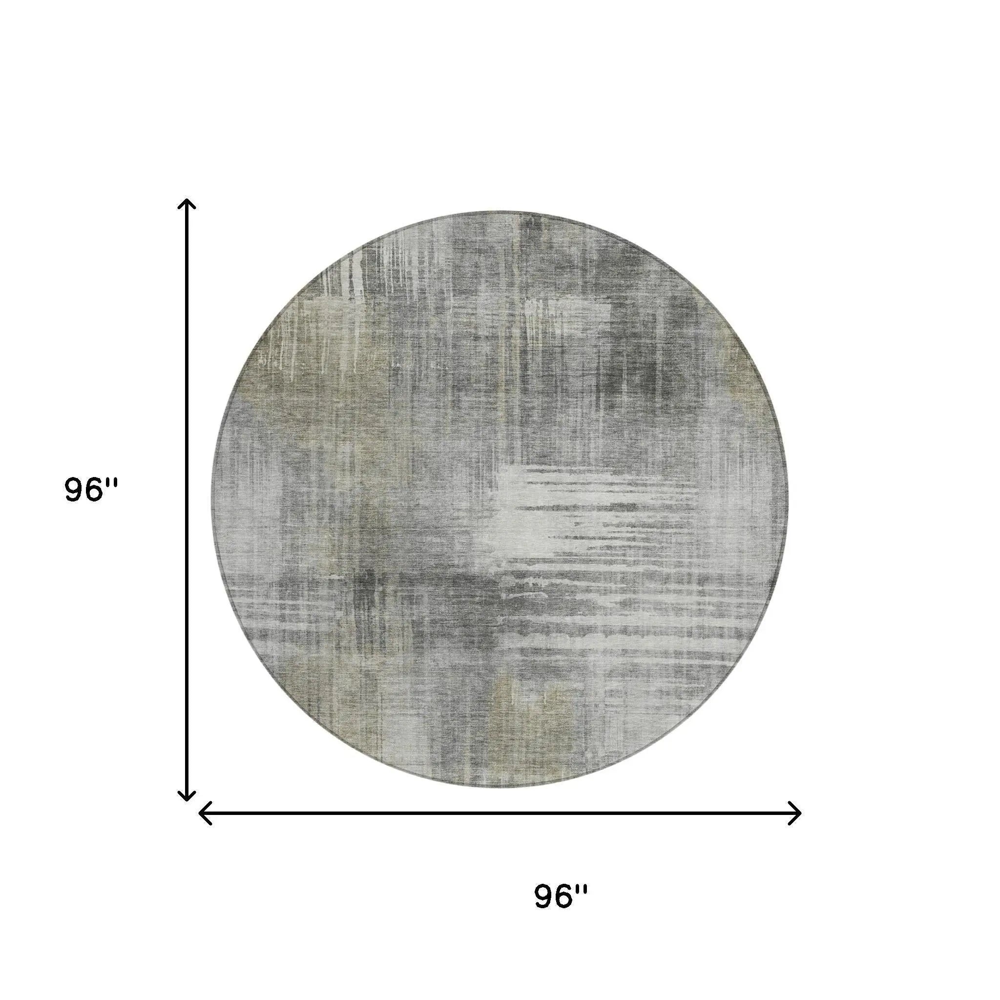 8' Pewter And Gray Round Abstract Washable Indoor Outdoor Area Rug Homeroots Outdoor