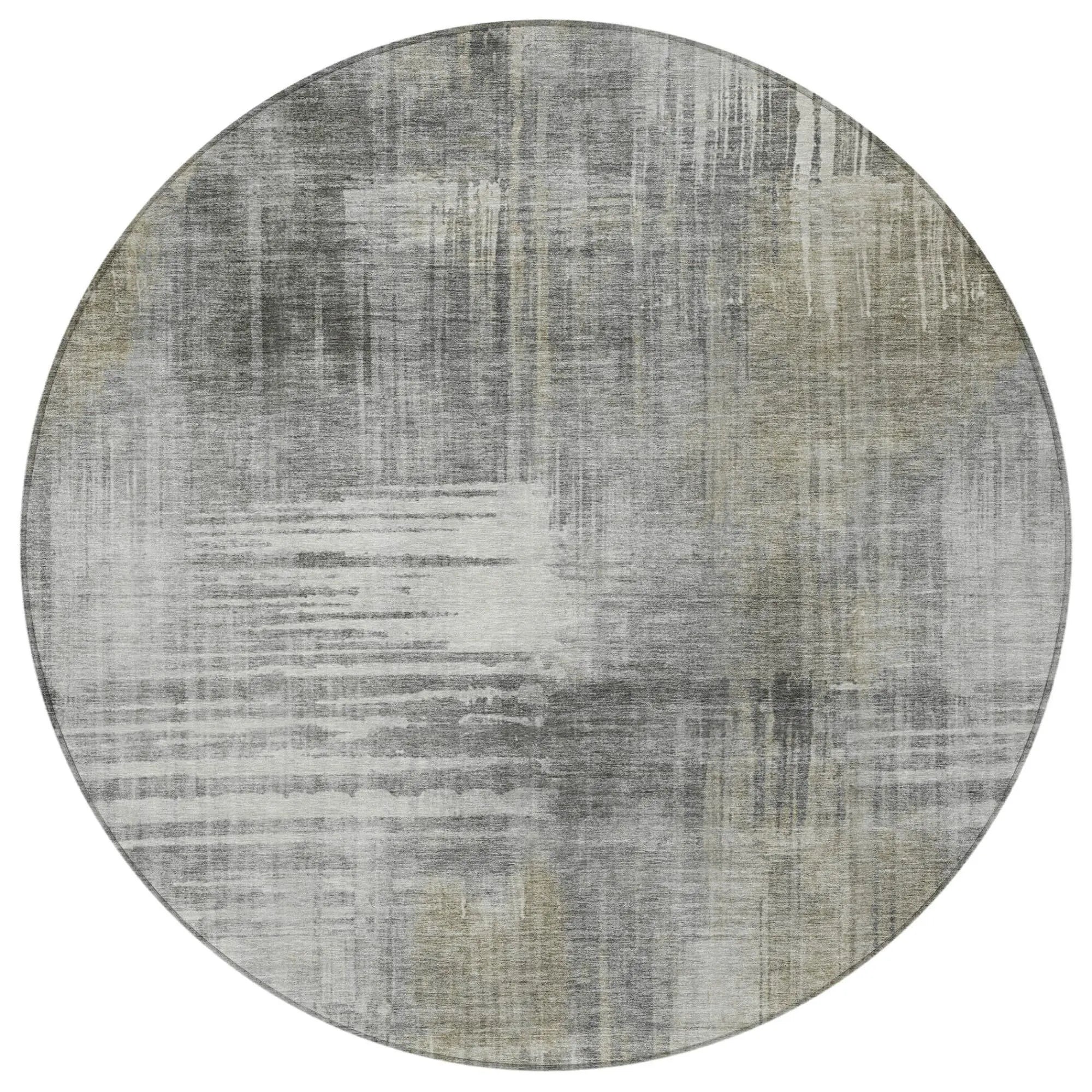 8' Pewter And Gray Round Abstract Washable Indoor Outdoor Area Rug Homeroots Outdoor