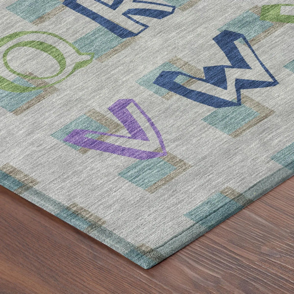 8' Pewter And Gray Round Geometric Washable Indoor Outdoor Area Rug Homeroots Outdoor