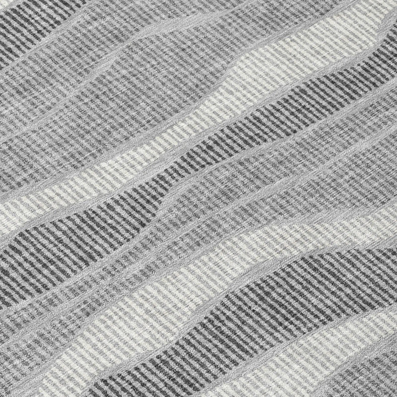 8' Pewter And Gray Round Striped Washable Indoor Outdoor Area Rug Homeroots Outdoor