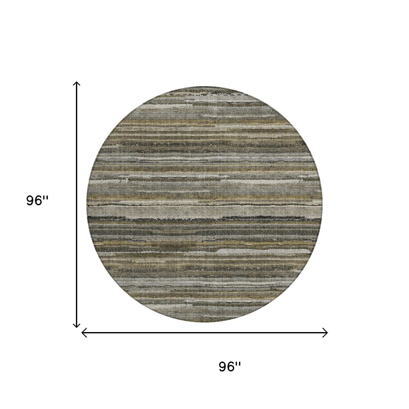 8' Pewter And Gray Round Striped Washable Indoor Outdoor Area Rug Homeroots Outdoor