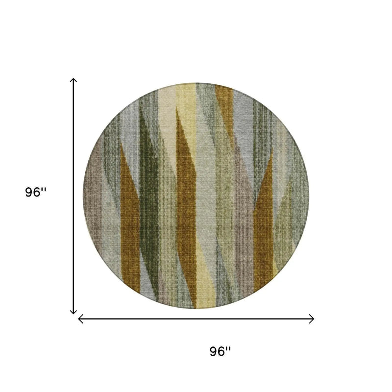 8' Pewter And Gray Round Striped Washable Indoor Outdoor Area Rug Homeroots Outdoor