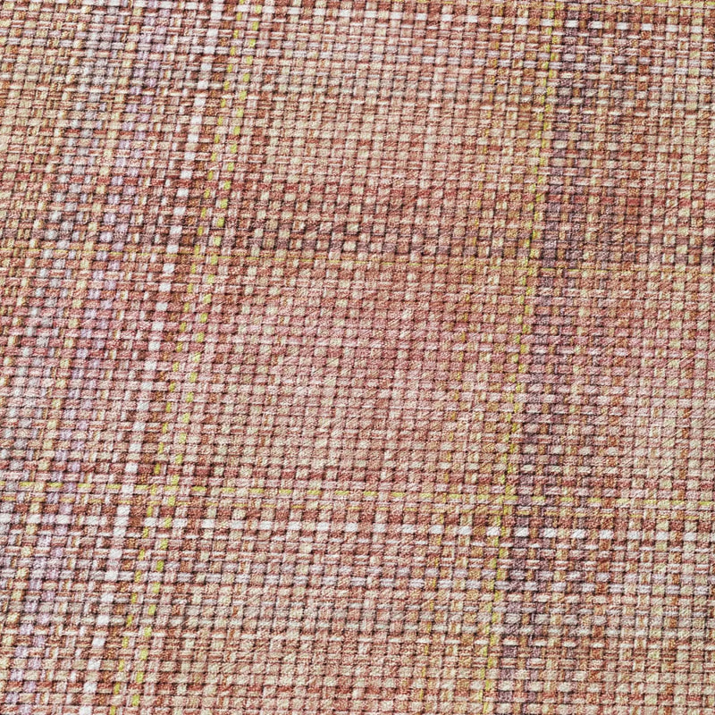 8' Pink And Beige Round Plaid Washable Indoor Outdoor Area Rug Homeroots Outdoor