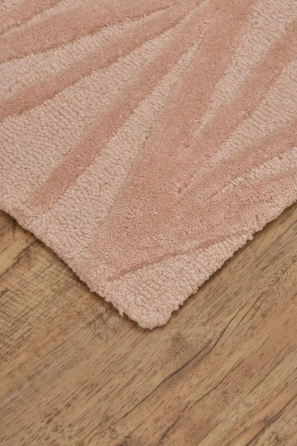 8' Pink And Beige Wool Geometric Hand Tufted Area Rug Homeroots Home Decor