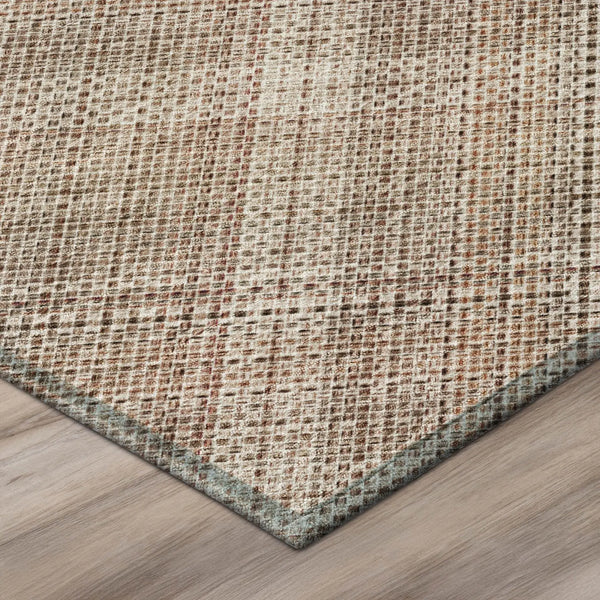 8' Pink And Blush Round Plaid Washable Indoor Outdoor Area Rug Homeroots Outdoor