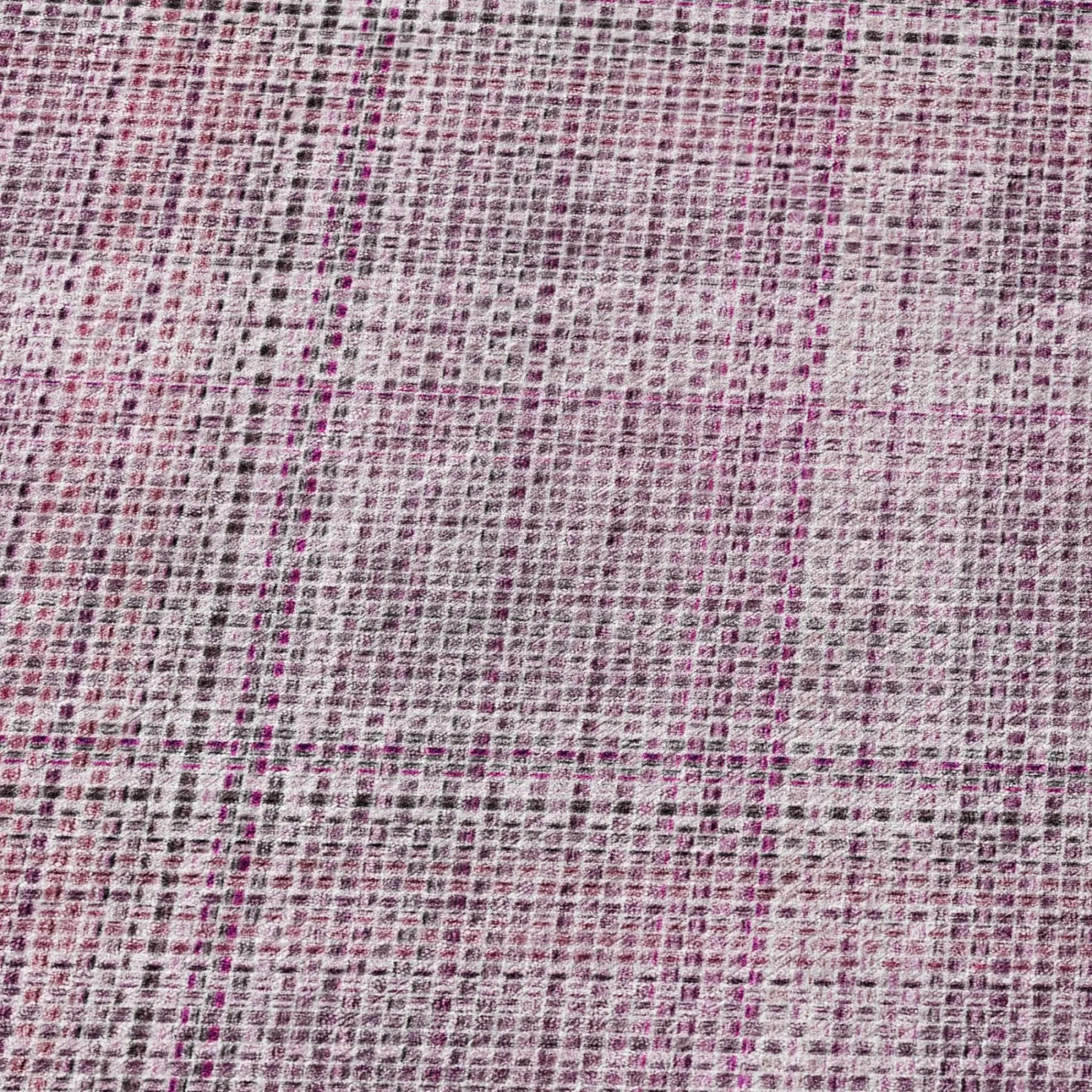 8' Pink And Blush Round Plaid Washable Indoor Outdoor Area Rug Homeroots Outdoor