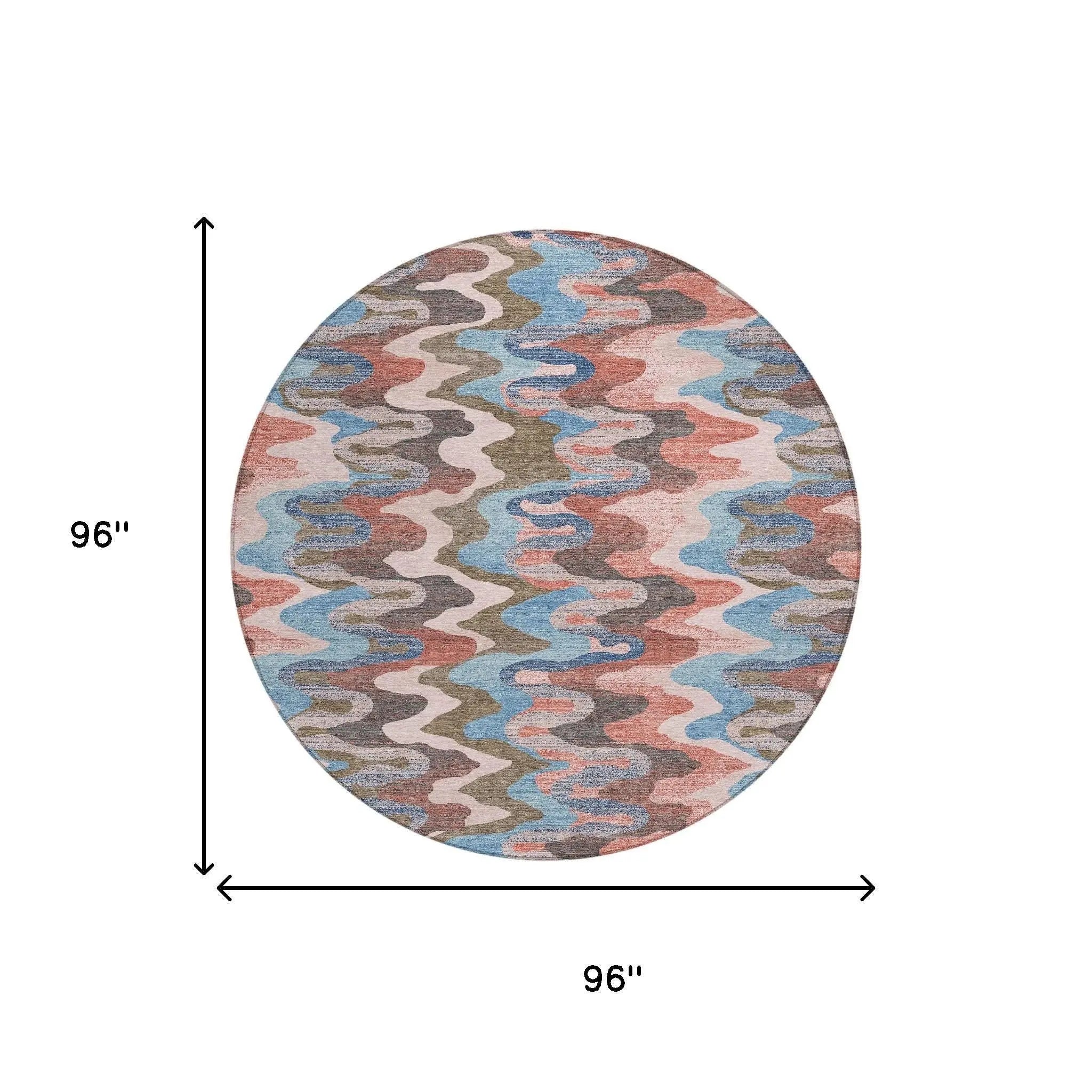 8' Pink And Coral Round Abstract Washable Indoor Outdoor Area Rug Homeroots Outdoor