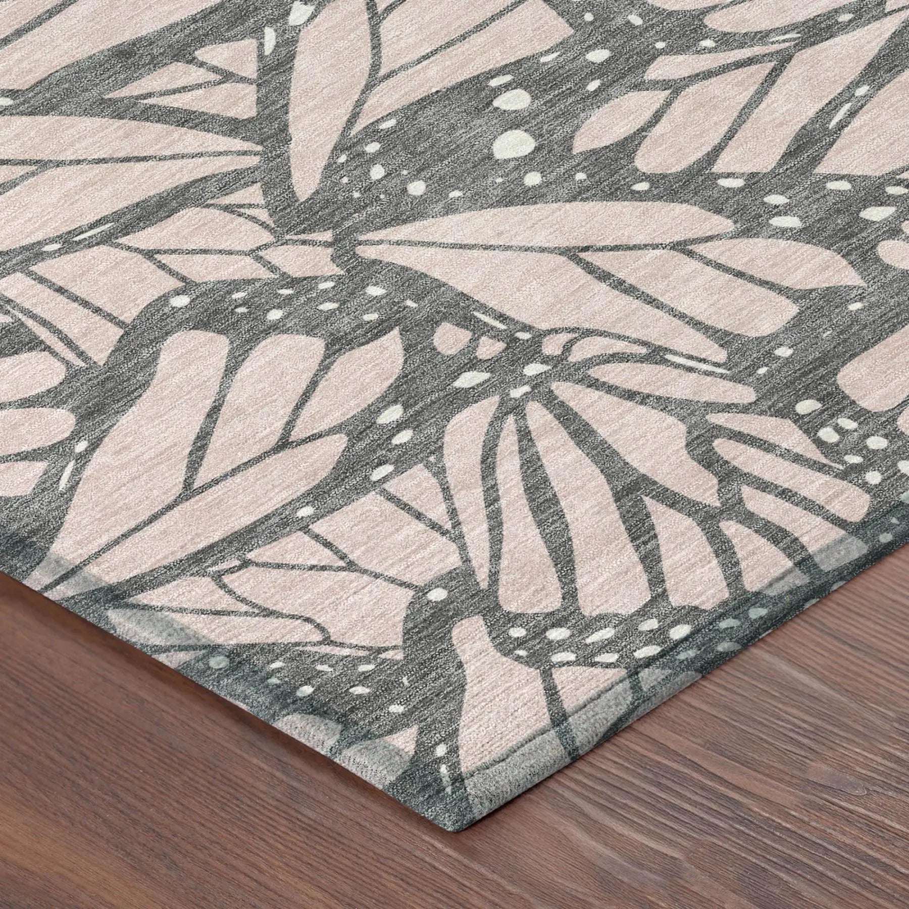 8' Pink And Graphite Round Animal Print Washable Indoor Outdoor Area Rug Homeroots Outdoor