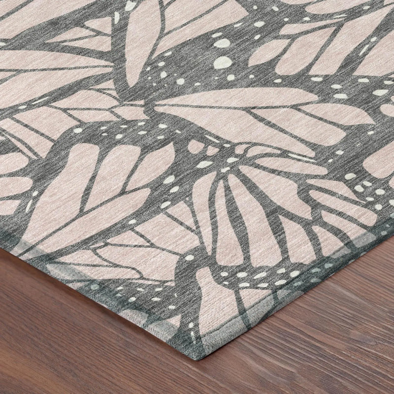 8' Pink And Graphite Round Animal Print Washable Indoor Outdoor Area Rug Homeroots Outdoor