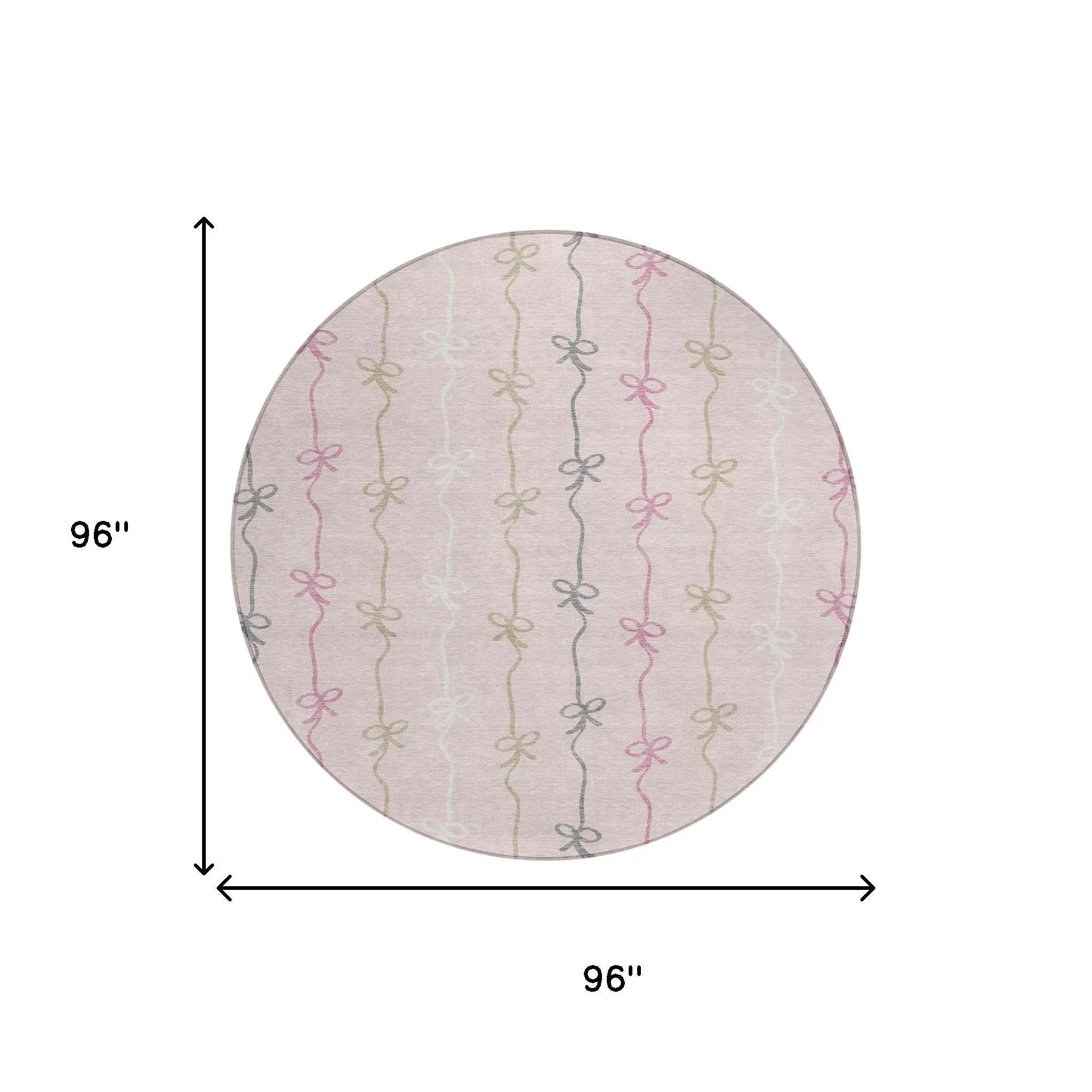 8' Pink And Gray Round Southwestern Washable Indoor Outdoor Area Rug Homeroots Outdoor