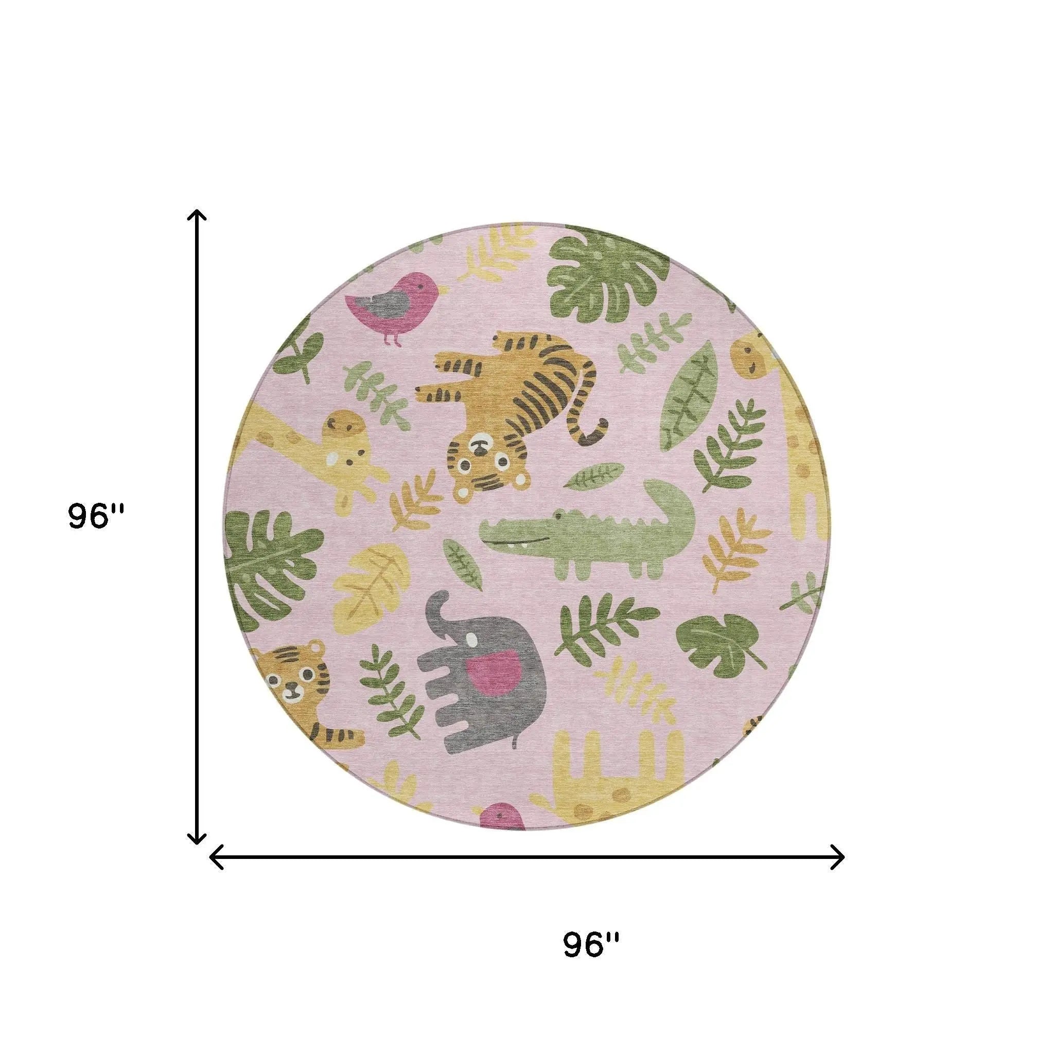 8' Pink And Ivory Round Abstract Washable Indoor Outdoor Area Rug Homeroots Outdoor