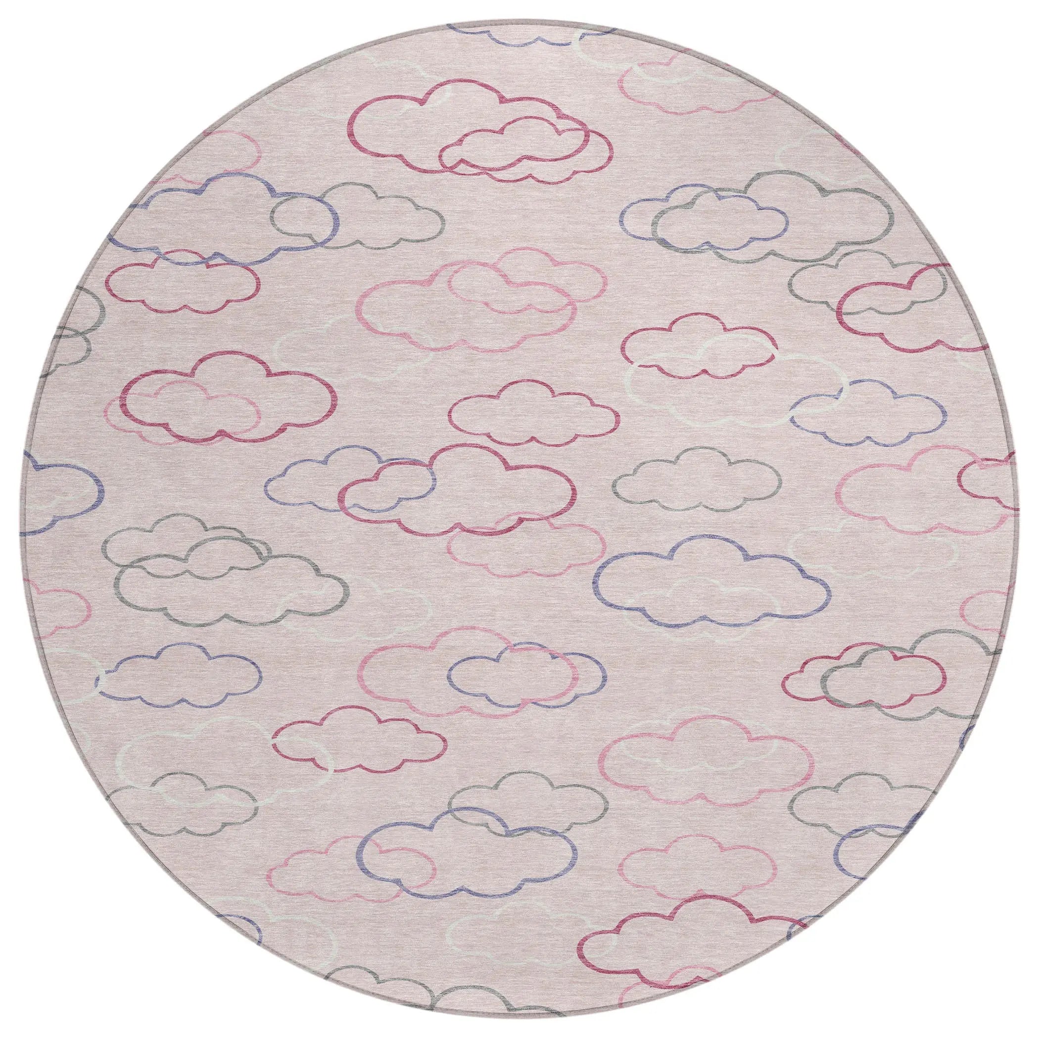 8' Pink And Ivory Round Abstract Washable Indoor Outdoor Area Rug Homeroots Outdoor