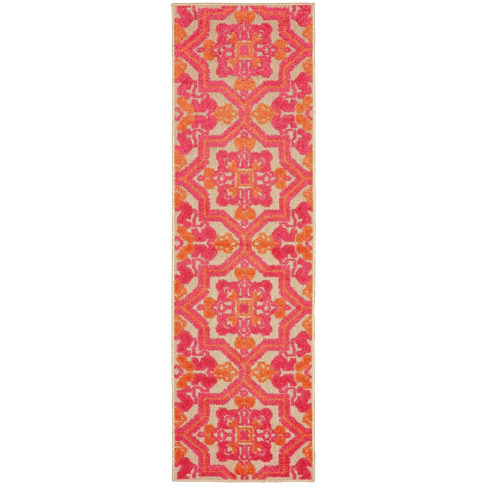 8' Pink And Orange Moroccan Indoor Outdoor Area Rug Homeroots Outdoor