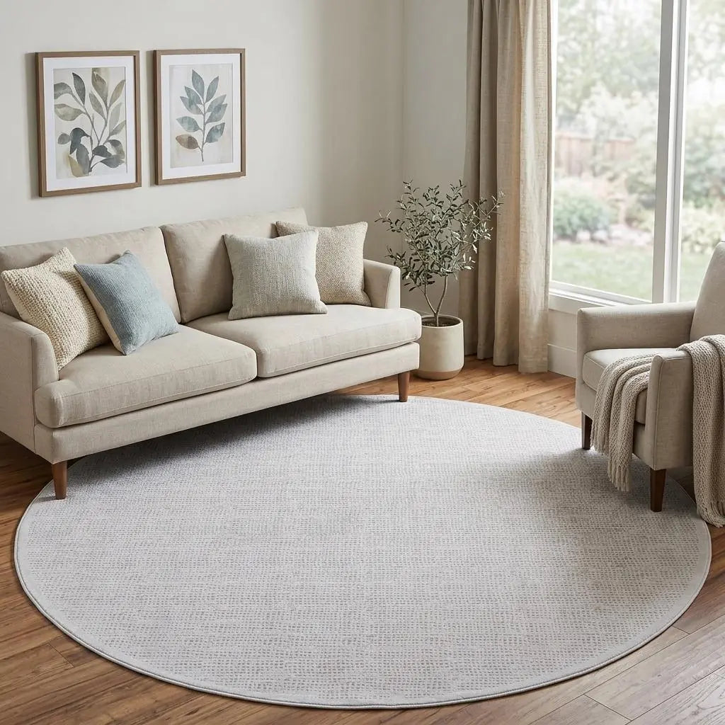 8' Pink And White Abstract Round Rug Homeroots Home Decor