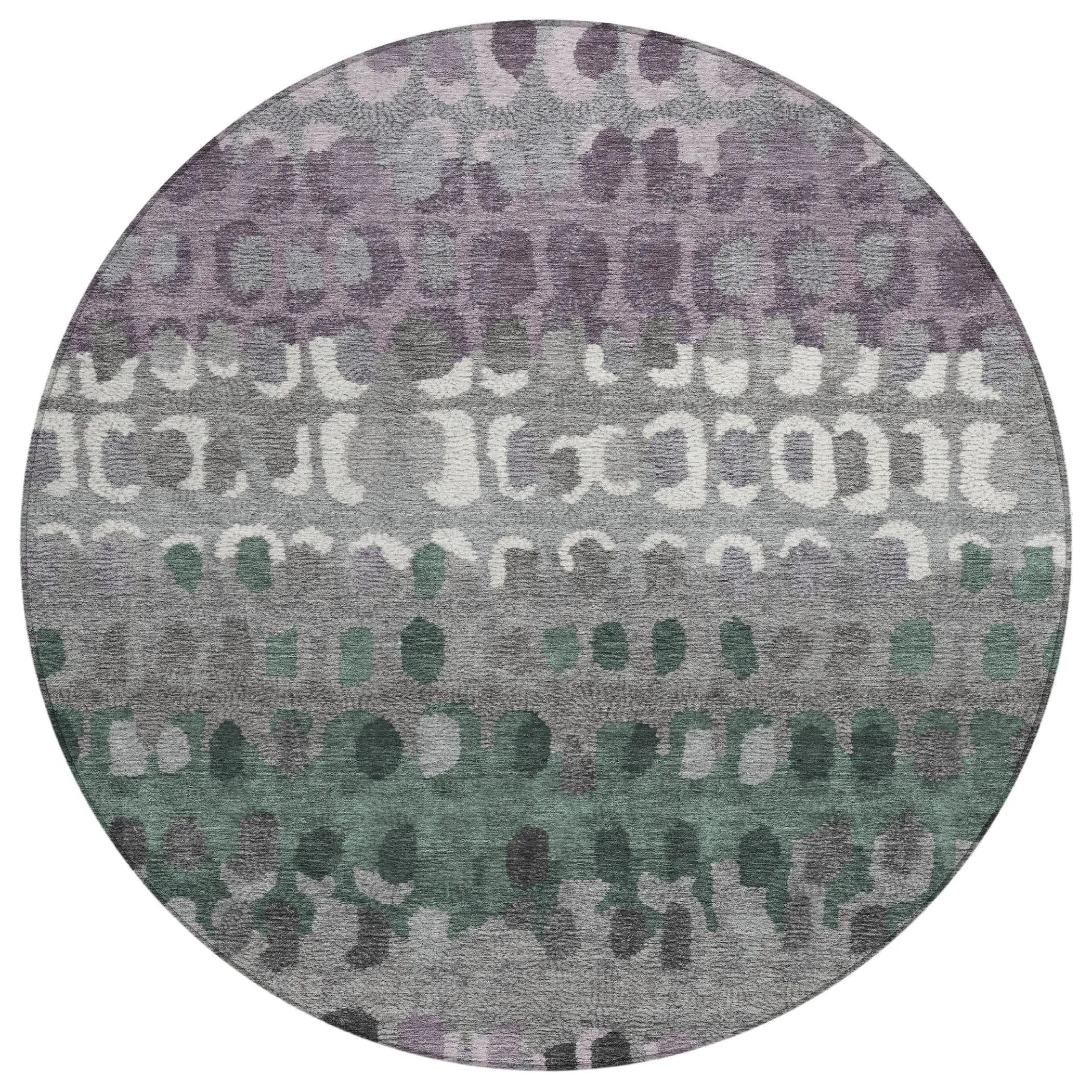 8' Plum And Gray Round Geometric Washable Indoor Outdoor Area Rug Homeroots Outdoor