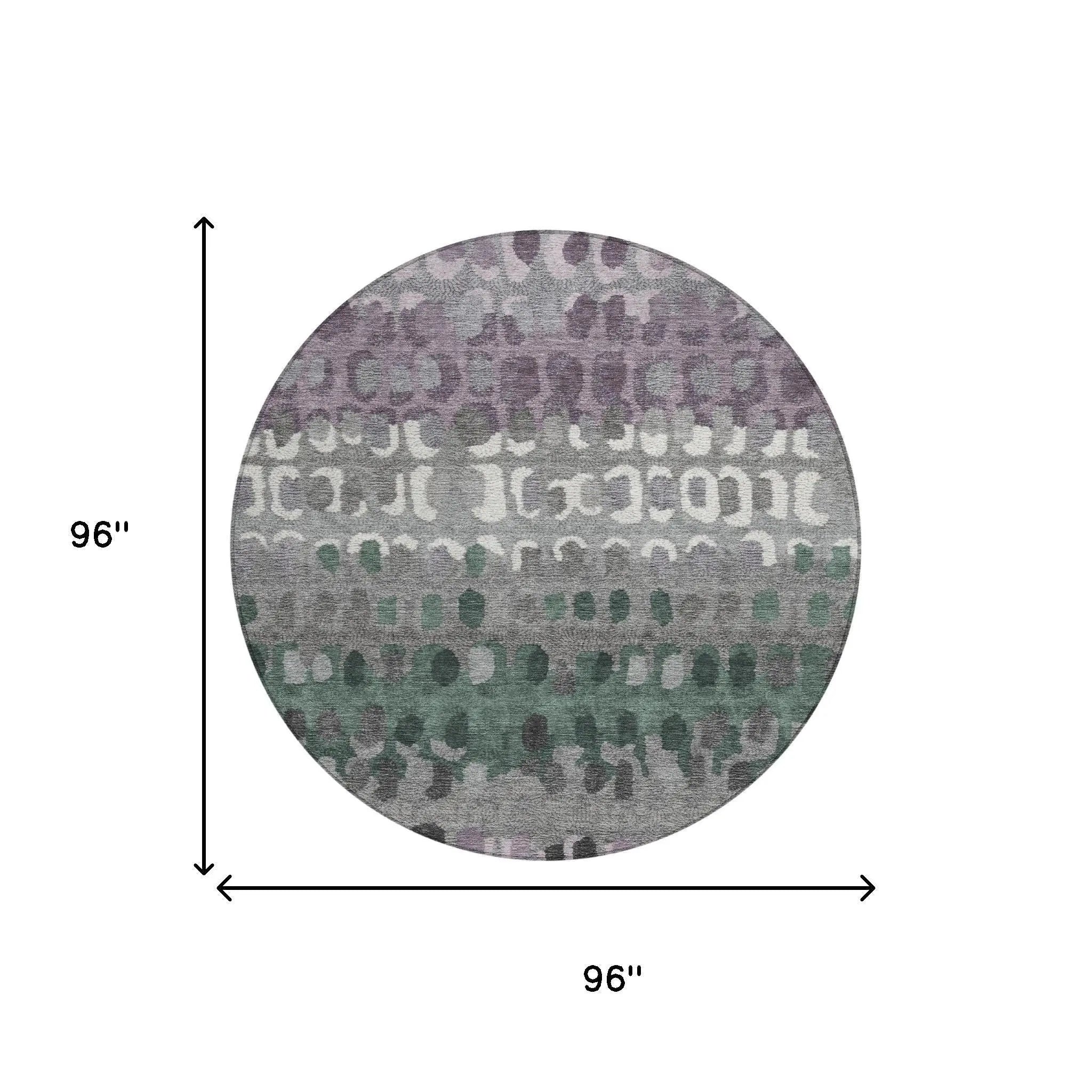 8' Plum And Gray Round Geometric Washable Indoor Outdoor Area Rug Homeroots Outdoor